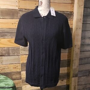 Men's Navy Short Sleeve Button-Up Cardigan Sz Medium